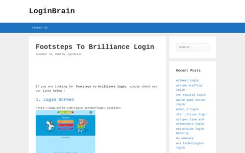 Footsteps To Brilliance Login Screen - LoginBrain