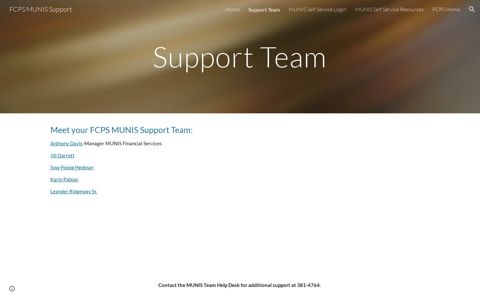 FCPS MUNIS Support - Support Team - Google Sites