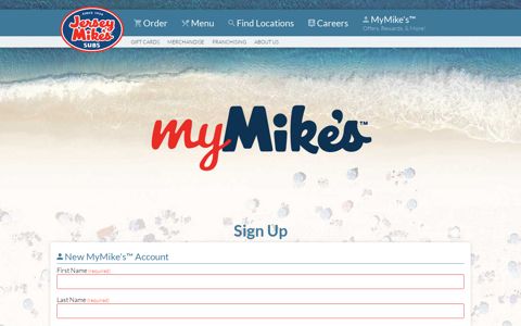 Create a New Account - Jersey Mike's Subs