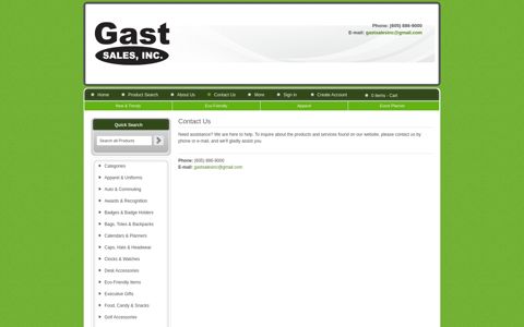 Contact Us - Gast Sales Inc, Watertown, SD