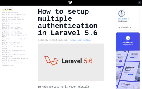 How to setup multiple authentication in Laravel 5.6 - DevDojo