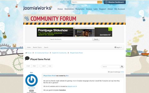 iPlayed Game Portal - Community Forum - JoomlaWorks
