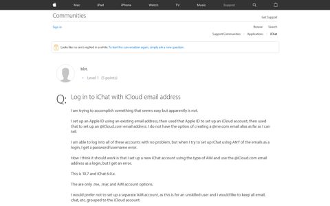 Log in to iChat with iCloud email address - Apple Community
