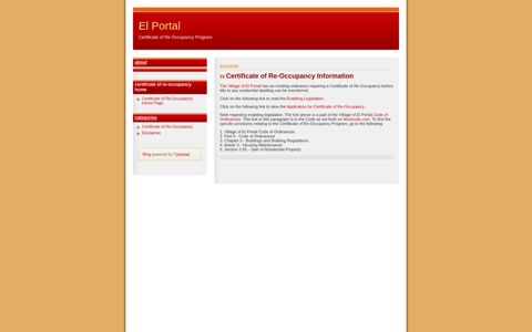 El Portal: Certificate of Re-Occupancy - TypePad