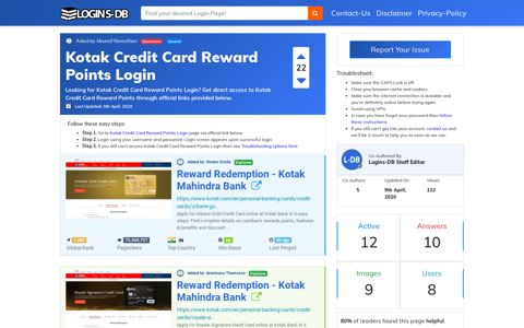 Kotak Credit Card Reward Points Login - Logins-DB