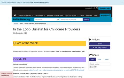 In the Loop Bulletin for Childcare Providers | Trafford Directory