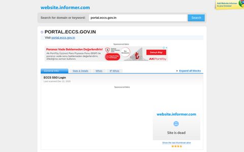 portal.eccs.gov.in at WI. ECCS SSO Login - Website Informer