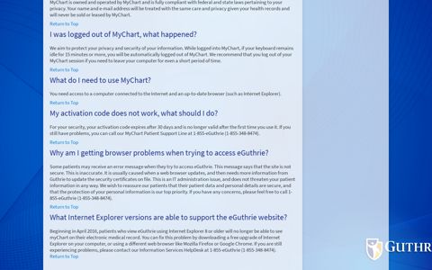 MyChart Frequently Asked Questions - eGuthrie