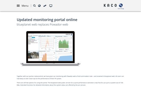 Updated monitoring portal online | KACO new energy