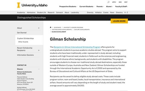 Gilman Scholarship - University of Idaho