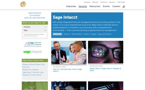 Sage Intacct : Services : CLA (CliftonLarsonAllen)