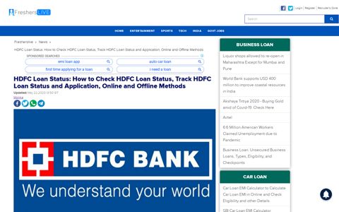 HDFC Loan Status - Fresherslive