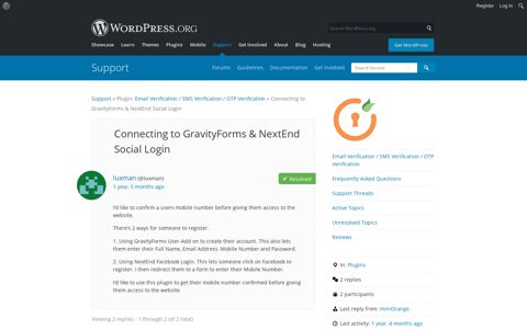 Connecting to GravityForms & NextEnd Social Login ...