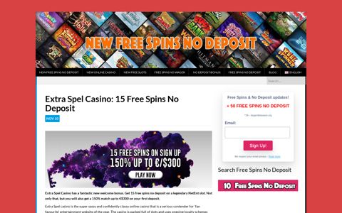 Extra Spel Casino: 15 Free Spins No Deposit
