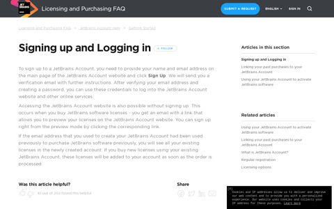 Signing up and Logging in – Licensing and Purchasing FAQ