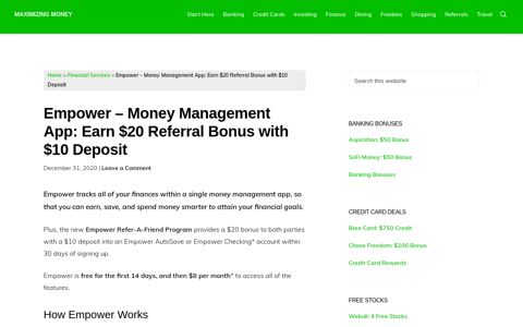 Empower - Money Management App: Earn $20 Referral Bonus