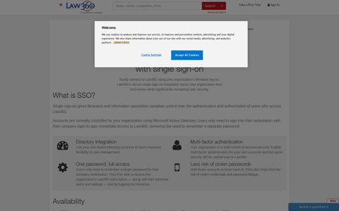 Secure access to Law360 with single sign-on