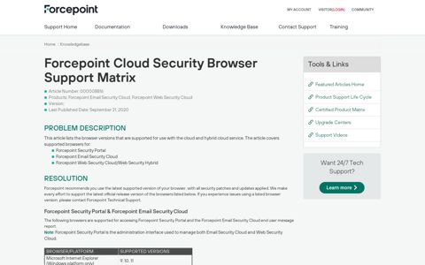 Forcepoint Cloud Security Browser Support Matrix - KB Article ...
