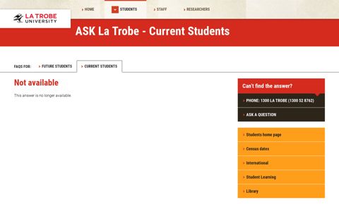 ASK La Trobe - Current Students - FAQs for Current Students ...