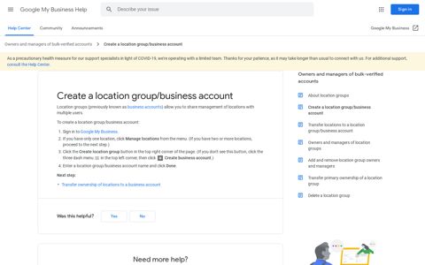 Create a location group/business account - Google My ...