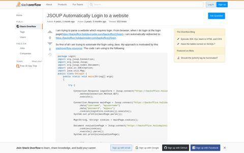JSOUP Automatically Login to a website - Stack Overflow