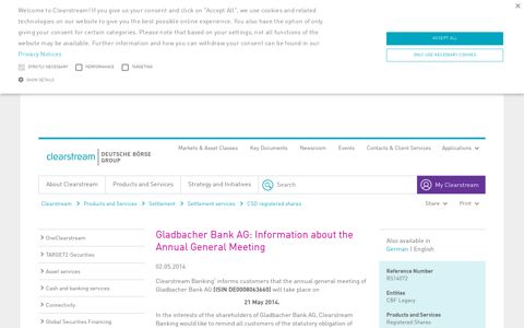 Gladbacher Bank AG: Information about the Annual General ...