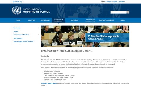 HRC Membership of the Human Rights Council - OHCHR