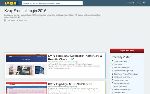 Kvpy Student Login 2016 - Loginii.com