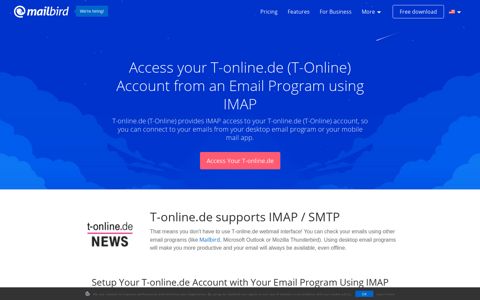 Access your T-online.de (T-Online) email with IMAP ... - Mailbird