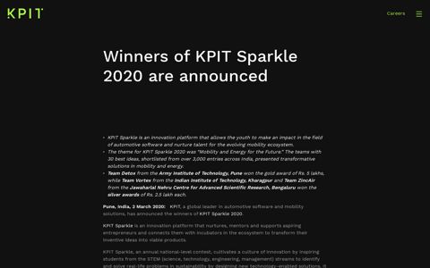 KPIT Sparkle 2020 – Winners, Incubation opportunities ...