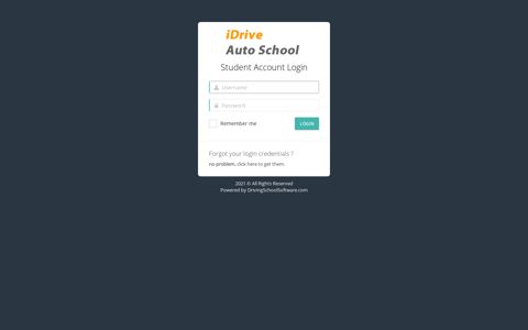 Student Account Login - Driving School Management System