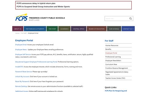 Employee Portal | For Staff - Frederick County Public Schools