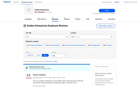 Working at Golden Enterprises: Employee Reviews | Indeed.com