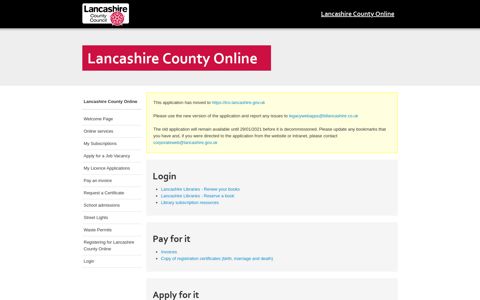 Online services - Lancashire County Online