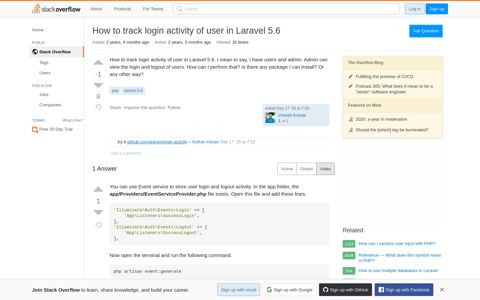 How to track login activity of user in Laravel 5.6 - Stack Overflow