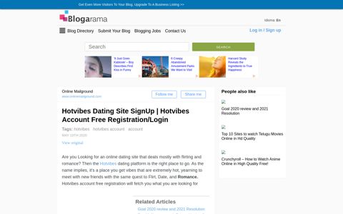 Hotvibes Dating Site SignUp | Hotvibes Account ... - Blogarama