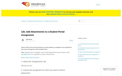 12b. Add Attachments to a Student Portal Assignment ...