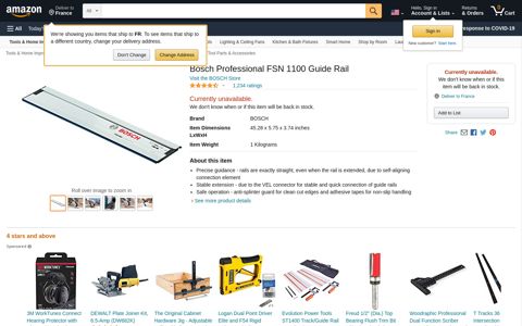 Bosch Professional FSN 1100 Guide Rail - - Amazon.com
