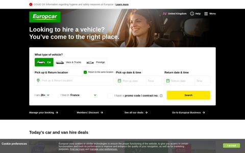 Car Hire & Van Hire - UK and Worldwide | Europcar UK