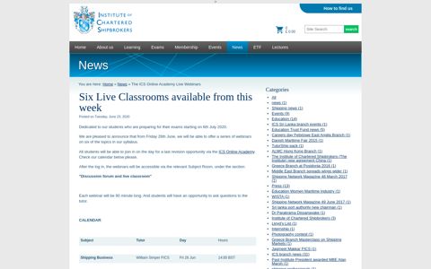 Six Live Classrooms available from this week | Institute of ...
