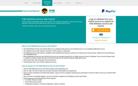 PayPal Withdraw Service - FNB Withdraw Service with PayPal
