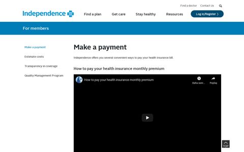 Make a payment | Independence Blue Cross (IBX)