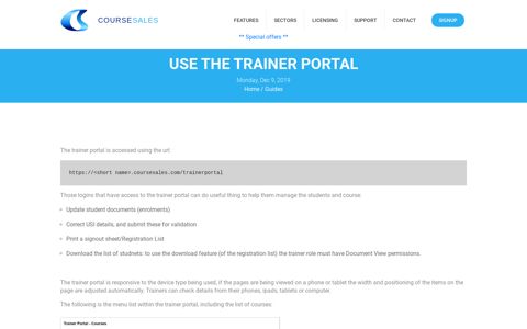 Use the Trainer Portal - Course Sales