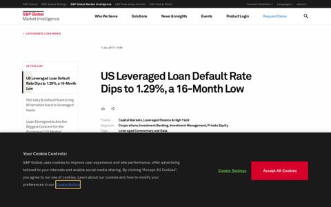 US Leveraged Loan Default Rate Dips to 1.29%, a 16-Month ...