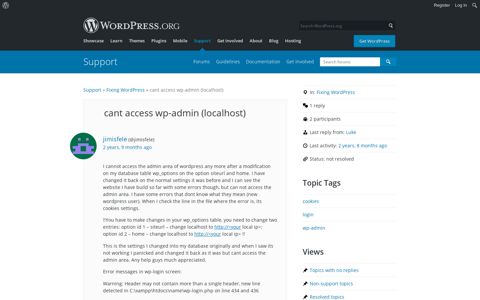 cant access wp-admin (localhost) | WordPress.org