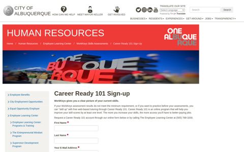 Career Ready 101 Sign-up — City of Albuquerque