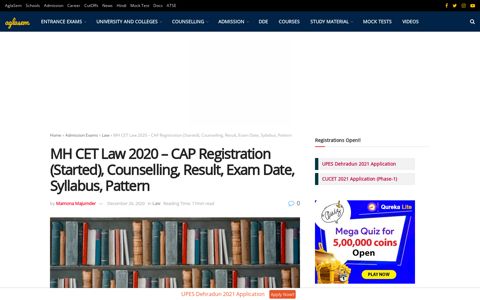 MH CET Law 2020 - CAP Registration (Started), Counselling ...