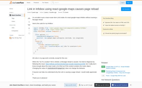 Link in Infobox using react-google-maps causes page reload ...