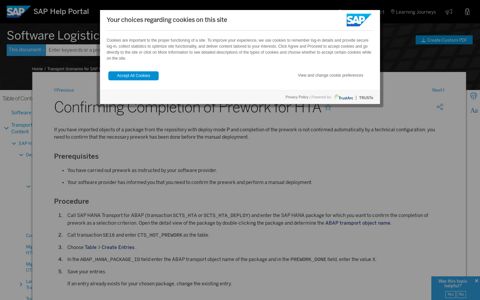 Confirming Completion of Prework for HTA - SAP Help Portal