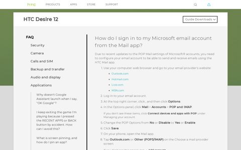 HTC Desire 12 - How do I sign in to my Microsoft email ...